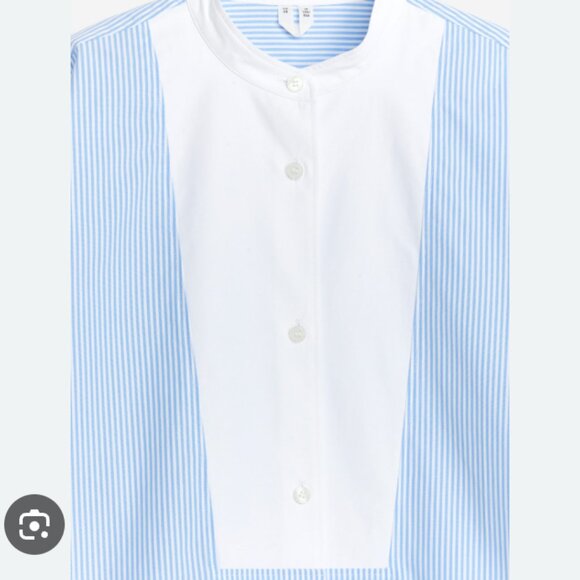 Arket Cotton Tuxedo Dress - 10 - Blue and White Stripe - Picture 3 of 16